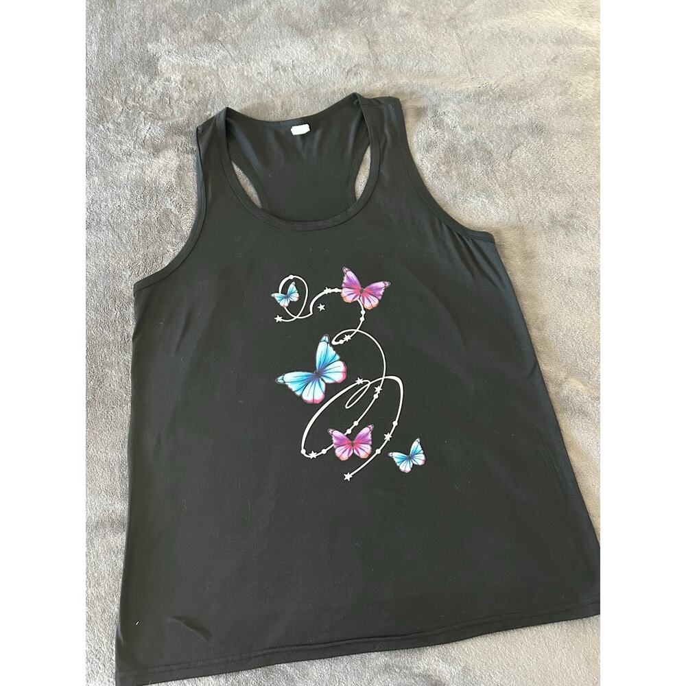 Tropical Floral Pattern Women's Tank Top/black Size XXL